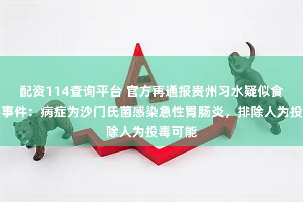 配资114查询平台 官方再通报贵州习水疑似食物中毒事件：病症为沙门氏菌感染急性胃肠炎，排除人为投毒可能