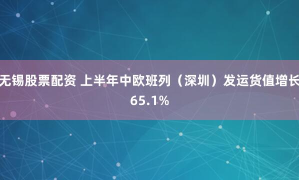 无锡股票配资 上半年中欧班列（深圳）发运货值增长65.1%